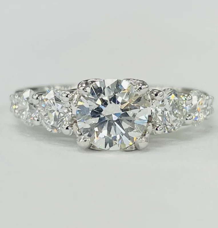 beautiful diamond engagement rings for brides-Tidewater Classic - Platinum VS-SI 2.17CTW Certified Diamond Five Stone Ring