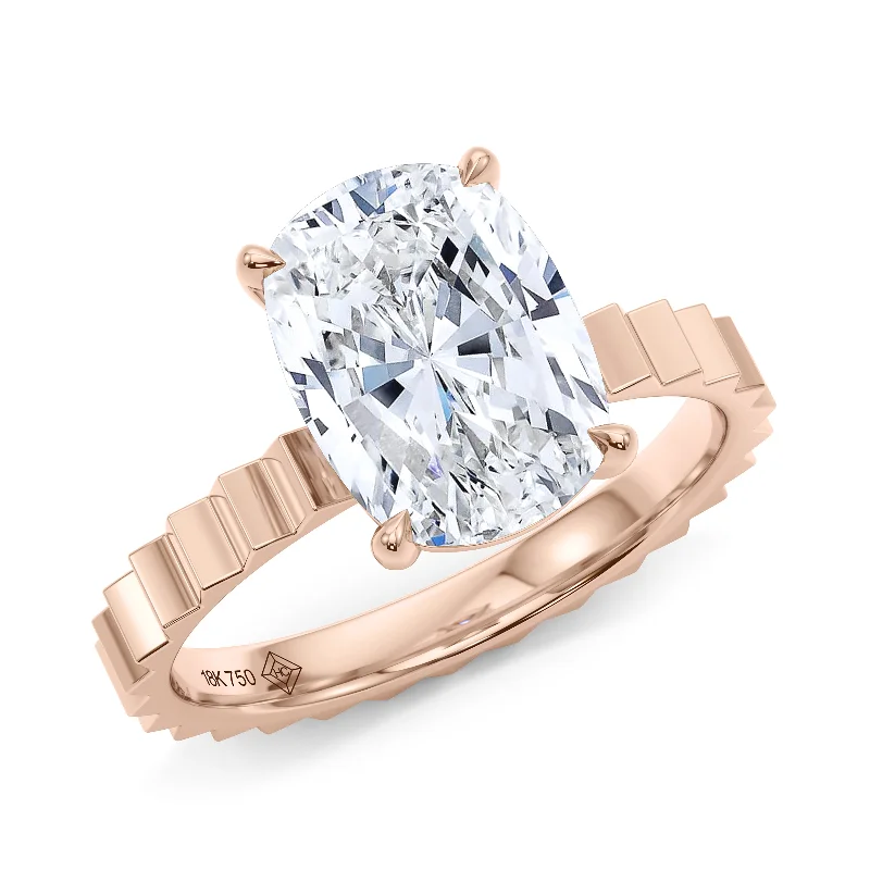 stunning three-stone engagement rings-Elongated Cushion Cut Diamond Fluted Ring