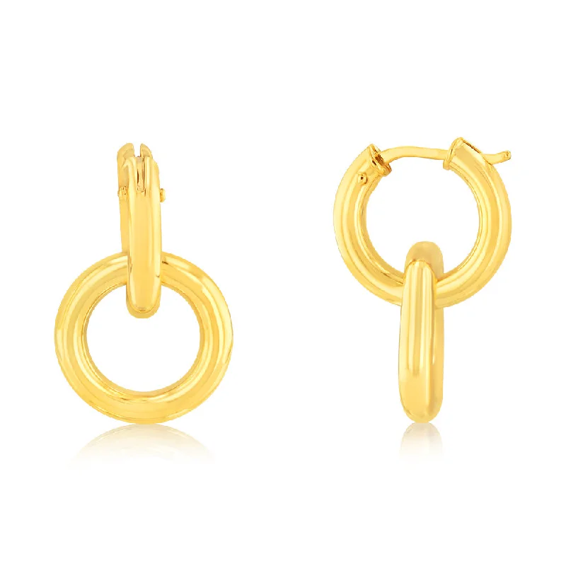 women’s colorful dangling earrings-9ct Yellow Gold Entwined Circles Hoop Earrings