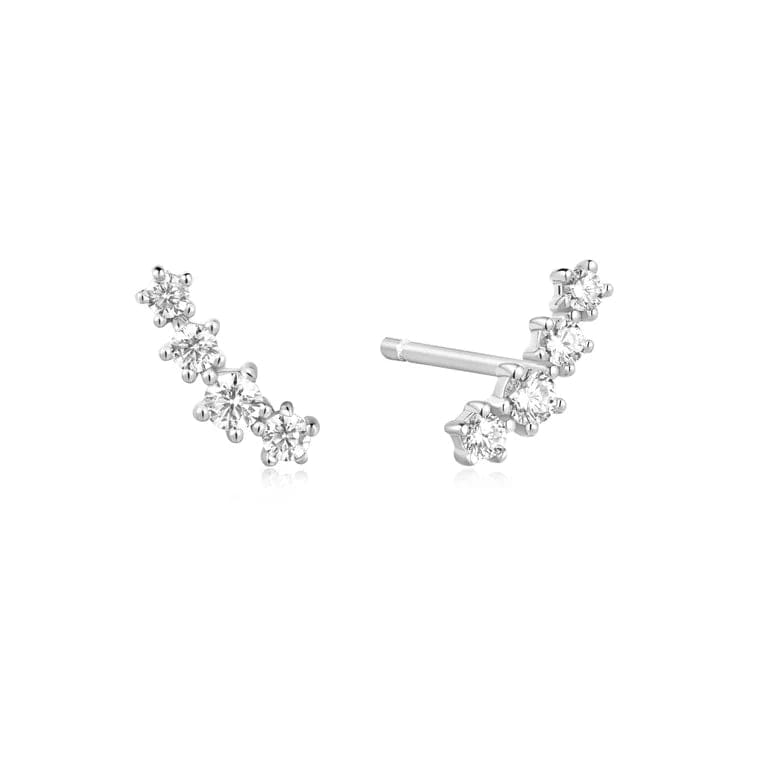 women’s luxury diamond earrings-Silver Sparkle Climber Stud Earrings