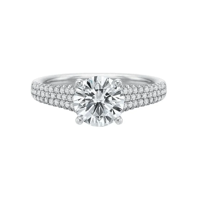 custom vintage engagement rings-Modern Classic Tapered Pave Diamond Semi Mount Ring