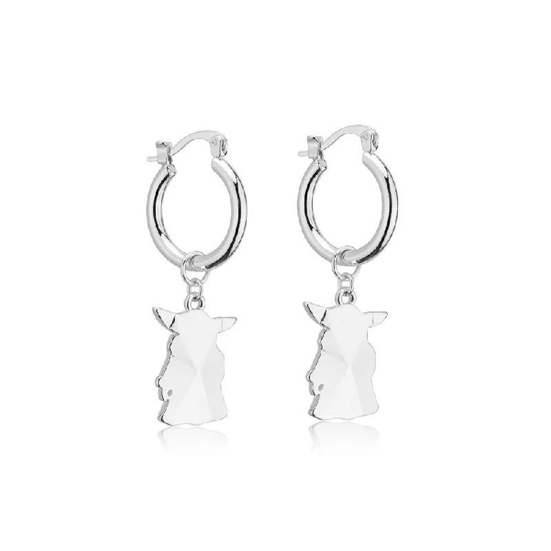 women’s gemstone hoop earrings-Disney White Gold-Plated Stainless steel Grogu Hoop Earrings