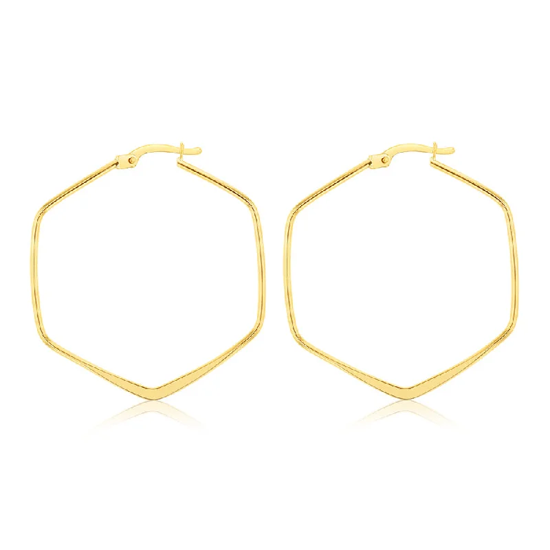 women’s multicolored gemstone earrings-9ct Yellow Gold Geometric 30mm Hoop Earrings