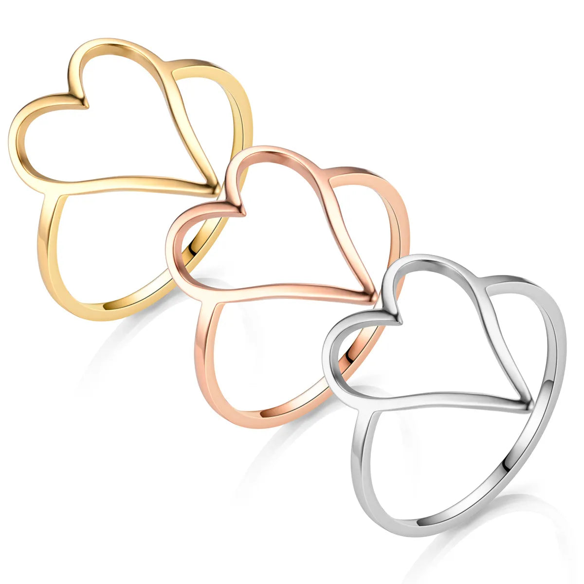 women’s twisted band rings-Simple Style Heart Shape Titanium Steel Plating Rings