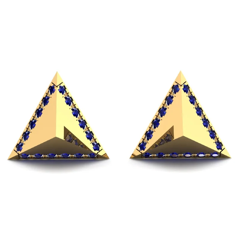 women’s multi-colored diamond earrings-Triangle Sapphire Earrings Geometrical - Milan No. 13