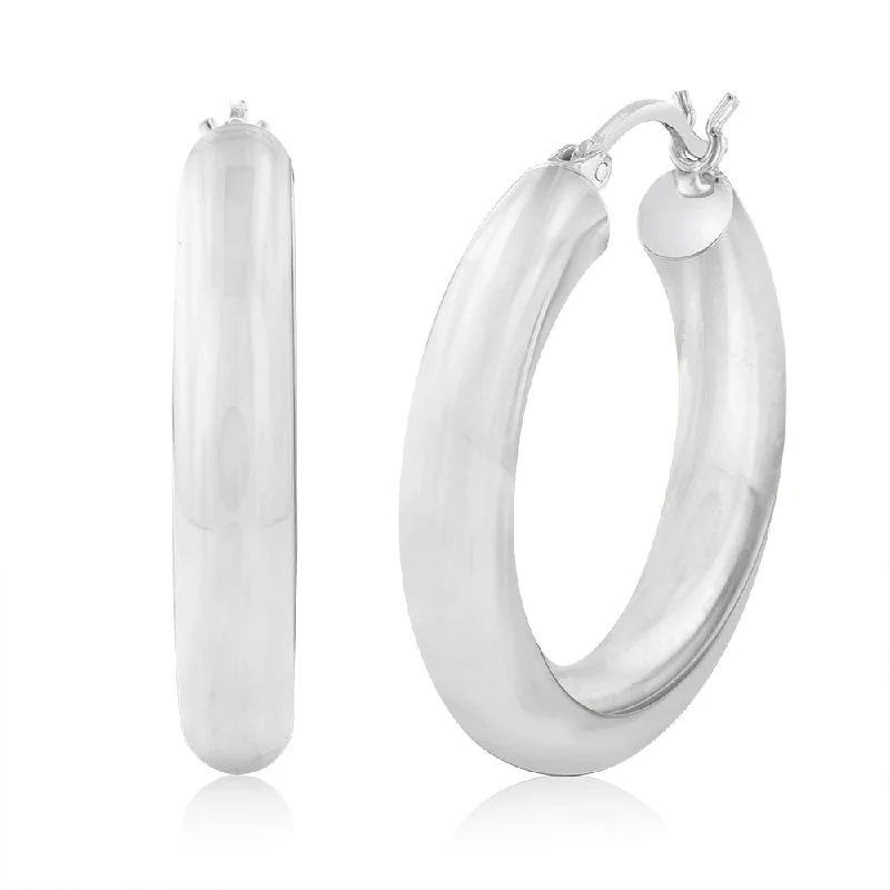 women’s oversized hoop earrings-Sterling Silver Polished 20mm Hoop Earrings