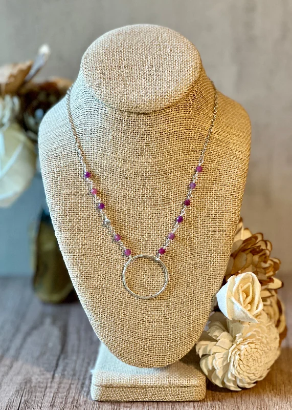 women’s delicate gemstone drop necklaces-Ruby Links Necklace