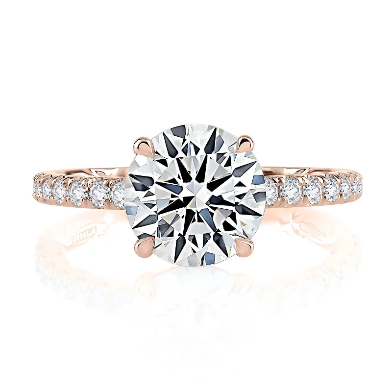 radiant engagement rings with diamonds-Diamond Semi Mount Ring | 18k Rose (2.00ct Head)