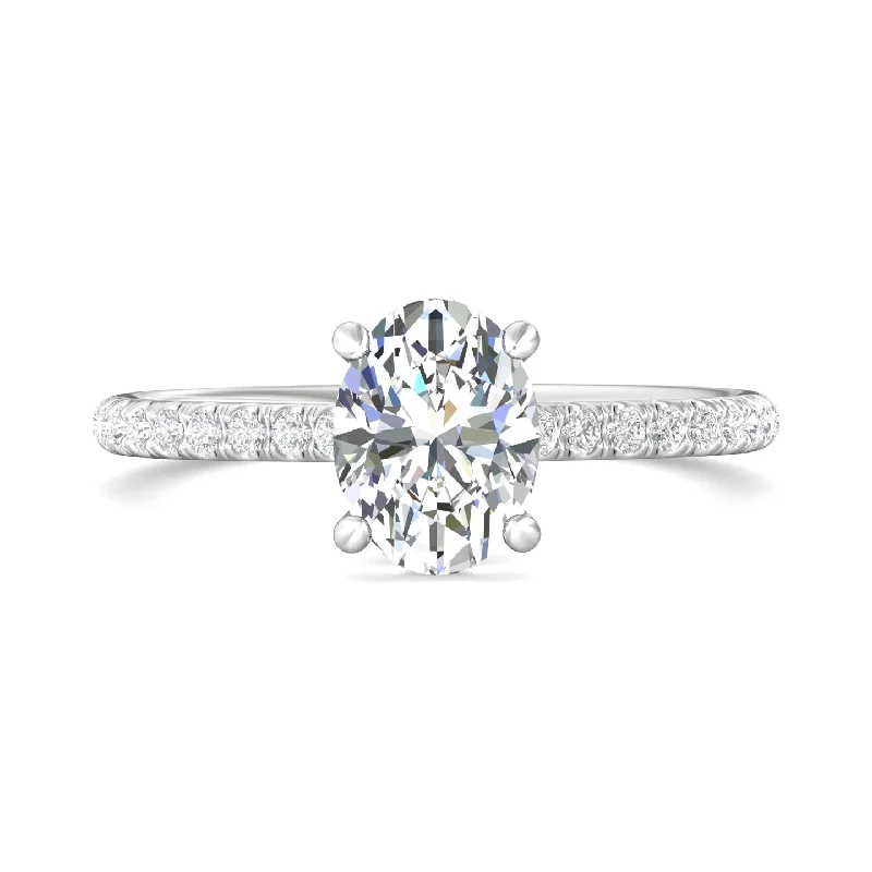 round-cut solitaire engagement rings-Dainty Side-Stone & Hidden Halo Ring