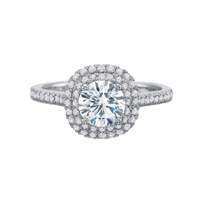 classic platinum engagement rings-New Aire Double Cushion Halo Diamond Semi Mount Ring