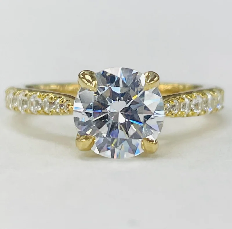 unique princess cut engagement rings-Noam Carver - Tapered Cathedral Diamond Setting