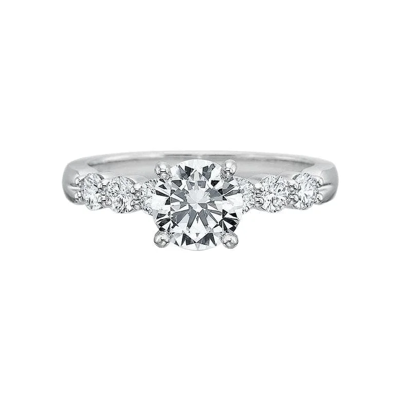 round solitaire diamond engagement rings-Classic Diamond Semi Mount Ring