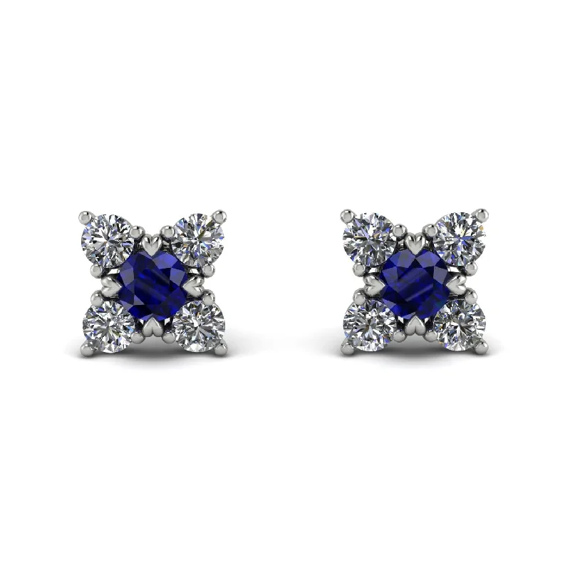 women’s dangle and drop earrings-Geometrical 5 Sapphires Stud Earrings - Noa No. 15