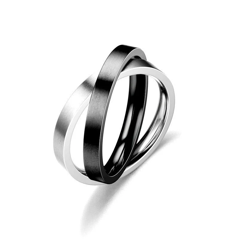 Rotating-Double Ring Black + Silver