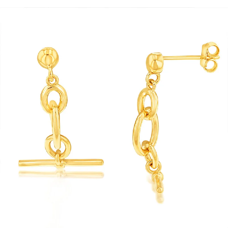 women’s chunky earrings-9ct Yellow Gold Fancy Links Drop Earrings