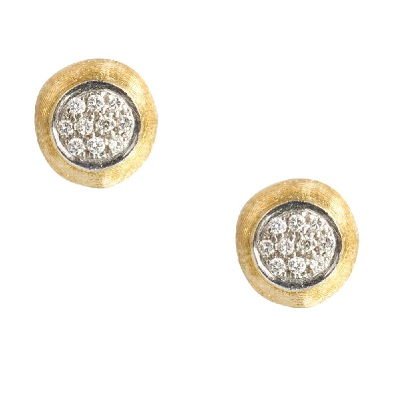 women’s flower hoop earrings-Marco Bicego Delicati Round Diamond Button Stud Earrings OB1377-B