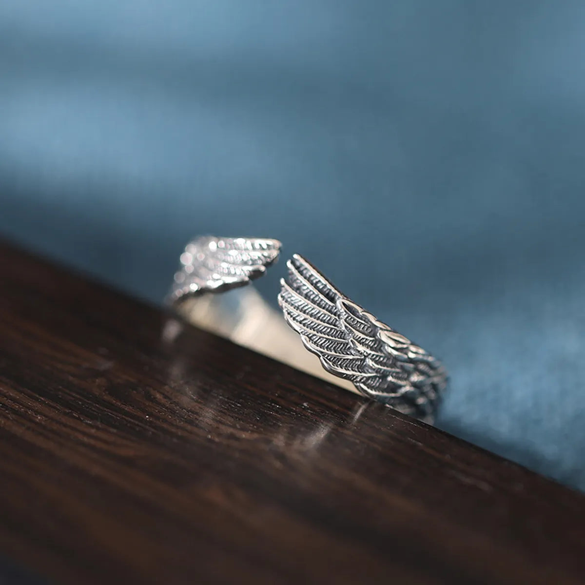 women’s designer rings-Wholesale Hip-hop Wings Sterling Silver Open Ring