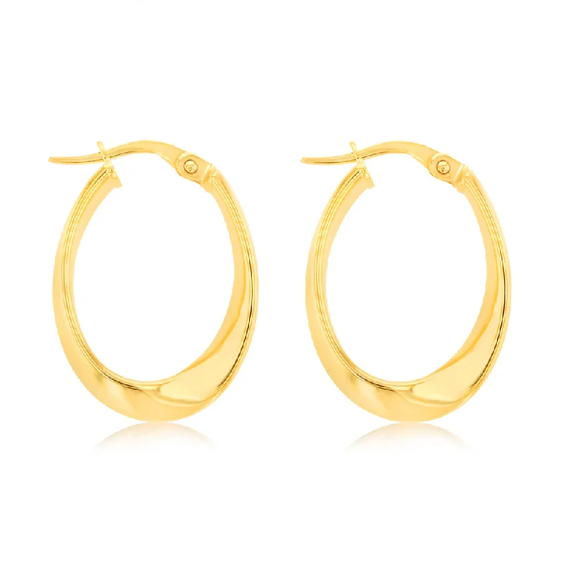 women’s large crystal gemstone earrings-9ct Yellow Gold Fancy Abstract Hoop Earrings