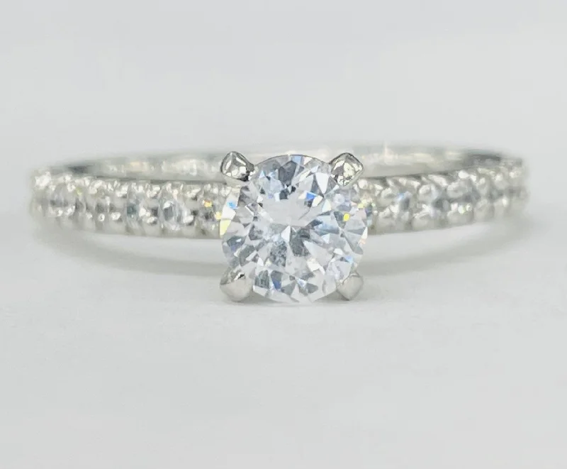 elegant platinum engagement rings-Romance - Simple Accented Solitare Diamond Setting