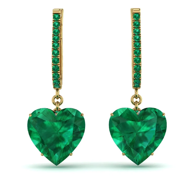 women’s luxurious gemstone earrings-Heart Emerald Earrings - Noelle No. 19