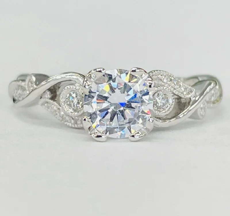 timeless engagement rings with sapphire accents-Noam Carver - Floral Inspired Twist Diamond Setting