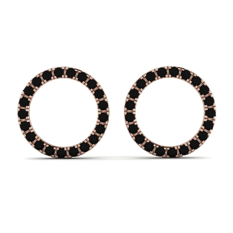 women’s vibrant gold earrings-Circle Stud Black Diamond Earring - Lucille No. 8