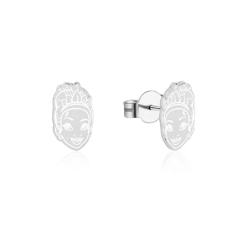 women’s lightweight earrings-Disney Princess And The Frog Rhodium Plated Tiana 12mm Stud Earrings