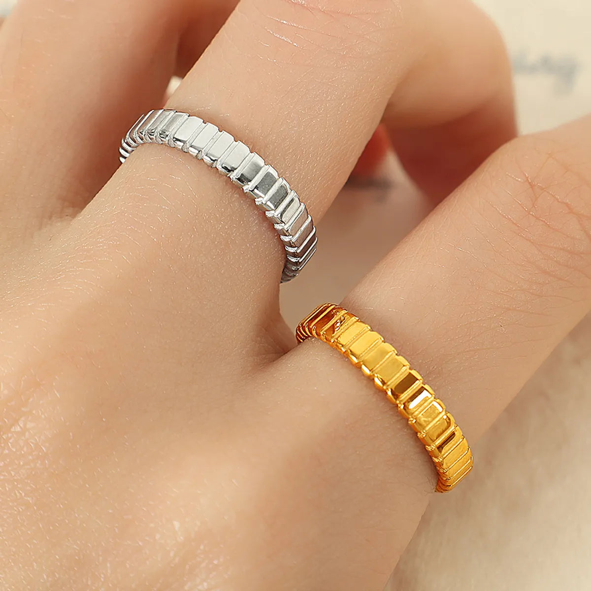 women’s eternity rings with round diamonds-Titanium Steel Simple Style Geometric Plating Rings