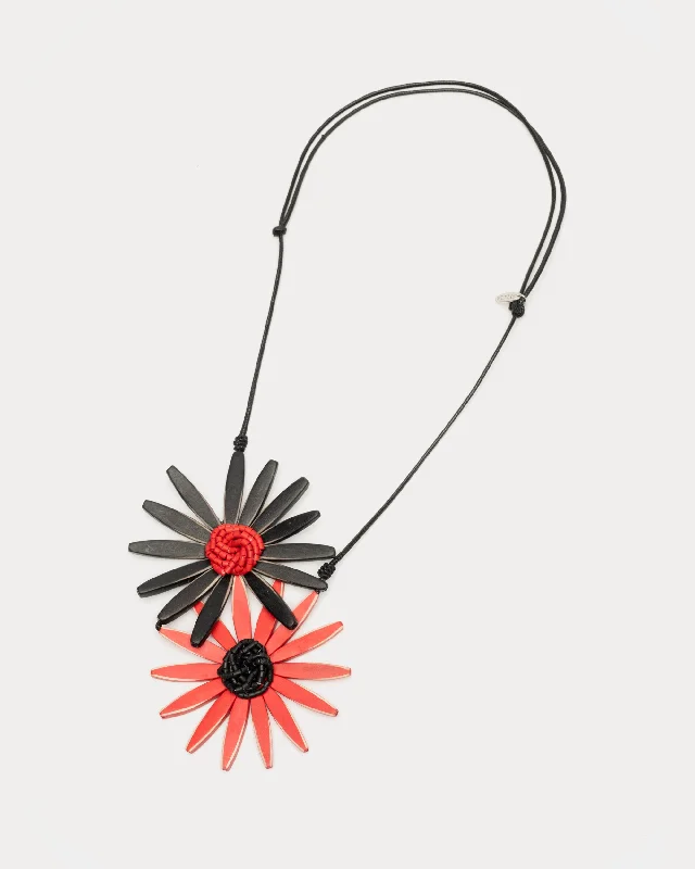 women’s fashion statement necklaces-Amaya Double Flower Necklace