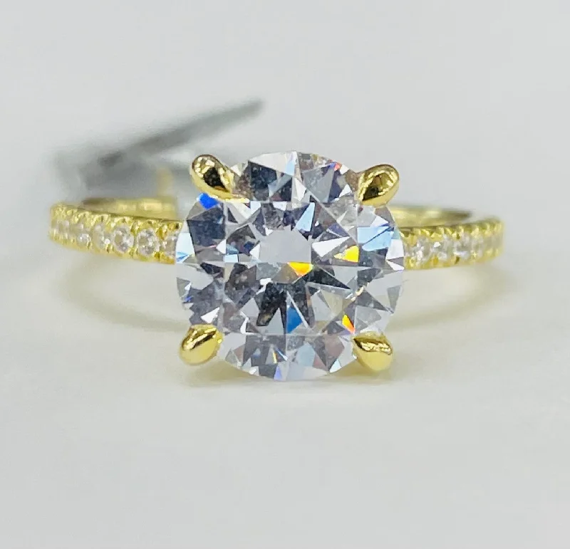 elegant engagement rings with colored gems-Noam Carver - Premium Classic Diamond Accented Solitare Setting