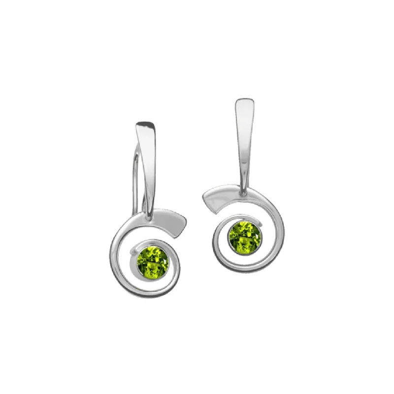 women’s silver gemstone drop earrings-Faceted Peridot Nautilus Earrings