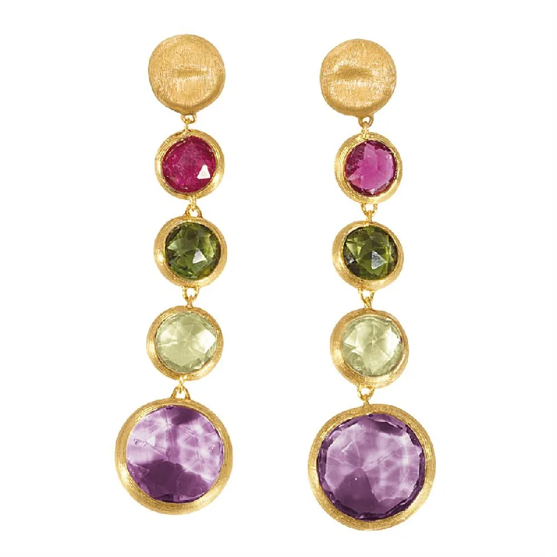 women’s luxury diamond stud earrings-Marco Bicego Jaipur Yellow Gold Single Strand Dangle Gemstone Earrings OB901 MIX01Y