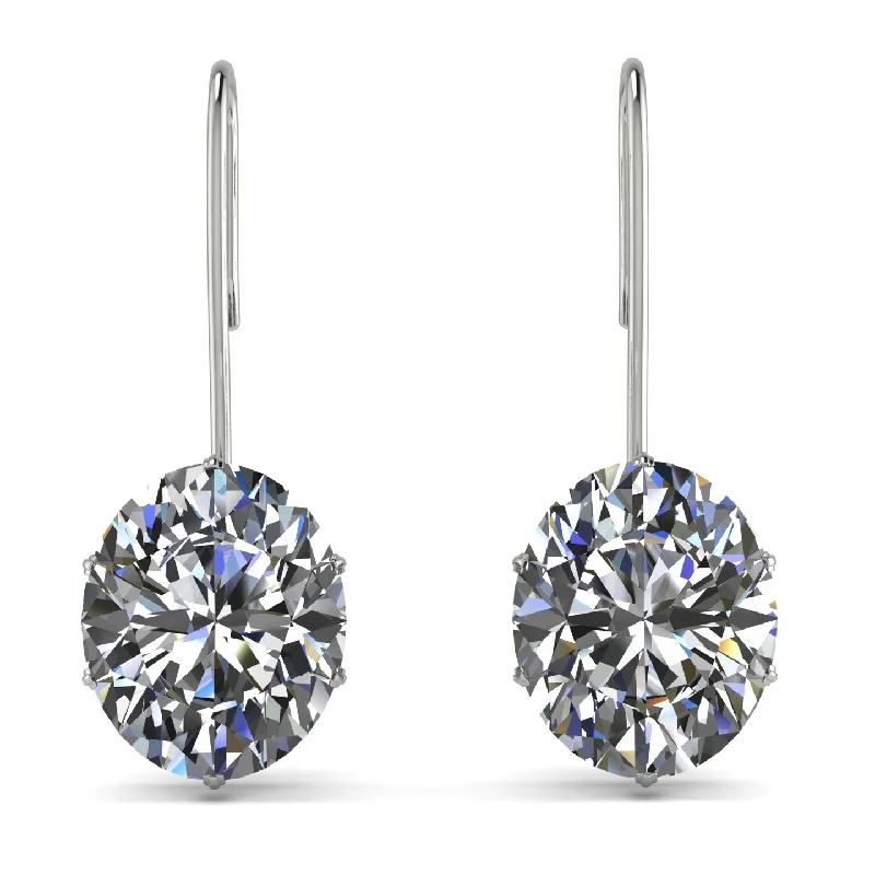 women’s gold dangle earrings-Oval Hidden Halo Diamond Earrings - Gemma No. 63