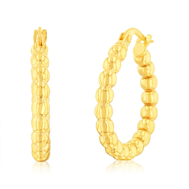 women’s timeless diamond earrings-9ct Yellow Gold Bubble 15mm Hoop Earrings