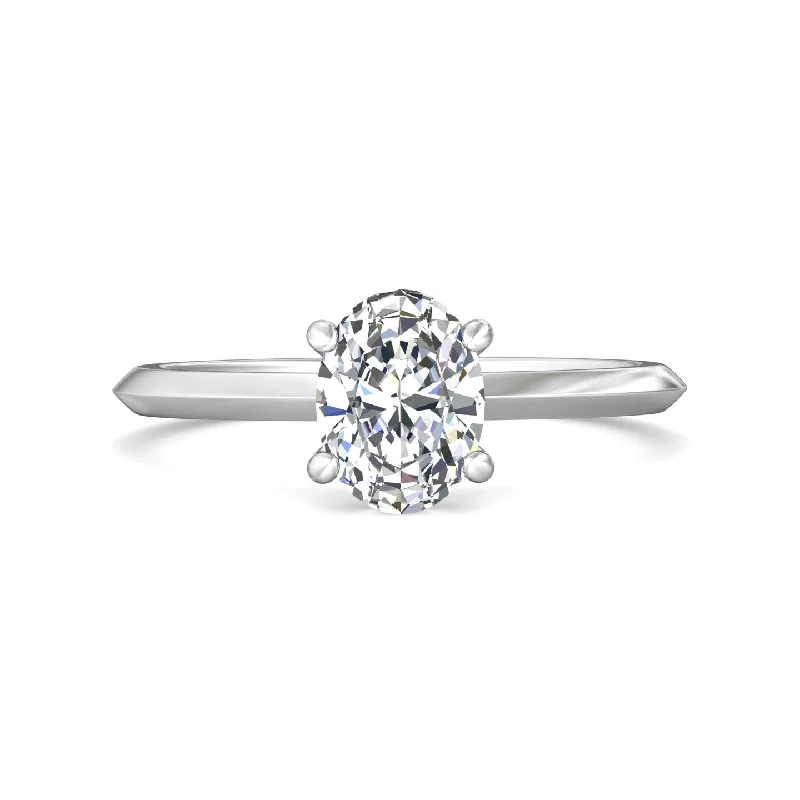 unique engagement rings with diamonds-Knife-Edge Hidden Halo Solitaire