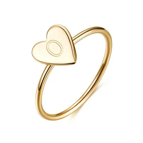 women’s diamond and sapphire rings-Ig Style Simple Style Letter Heart Shape Sterling Silver Plating 14k Gold Plated Rings