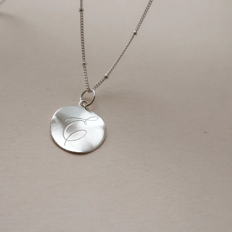 women’s silver pendant necklaces-White 'Dreamer' Pendant Engraved Necklace