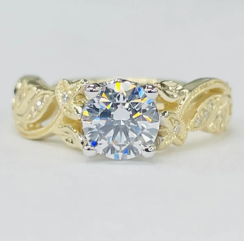 timeless gemstone engagement rings-Noam Carver - Large Floral Diamond Setting