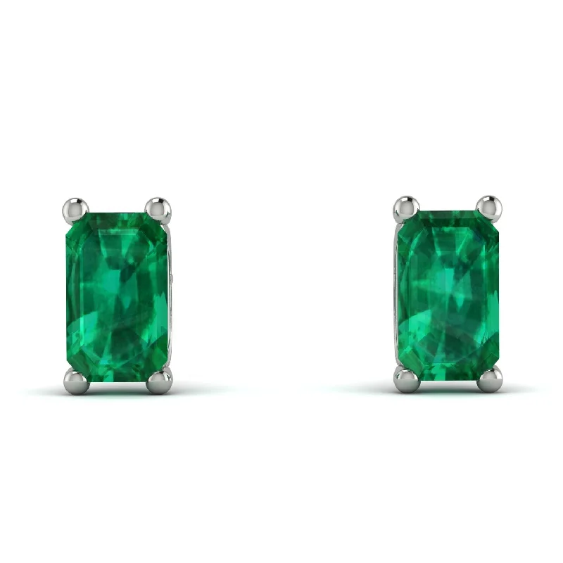 women’s radiant pearl earrings-Hidden Diamonds Emerald Cut Emerald Earrings - Angel No. 66