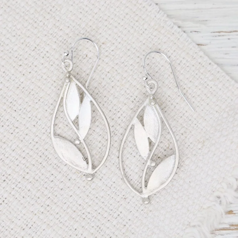 women’s geometric drop earrings-Large Floral Teardrop Earrings