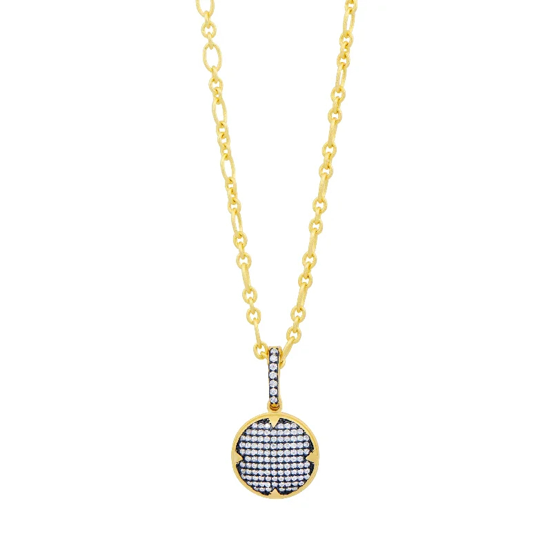 women’s gold statement pendants-Signature Times Square Pavé Short Pendant Necklace