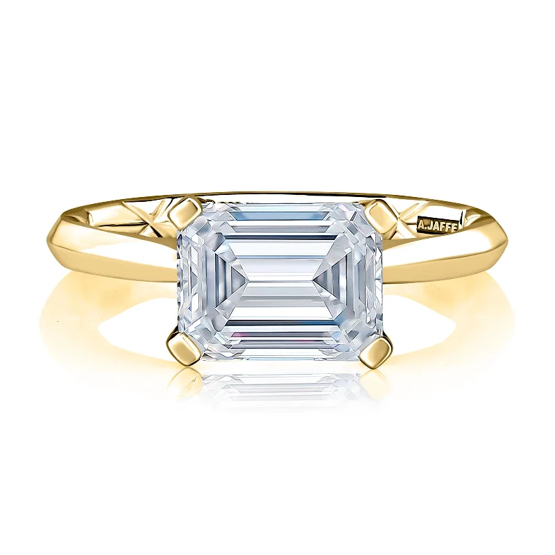 modern gemstone engagement rings-Diamond Semi Mount Ring | 14k Yellow (3.00ct Head)