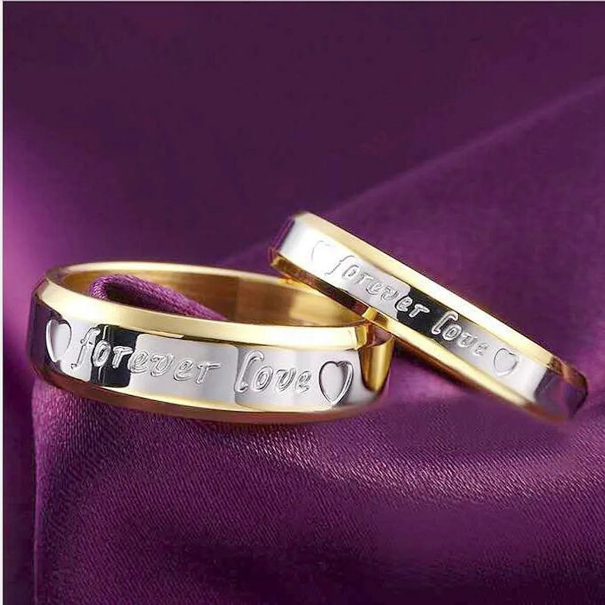 women’s gemstone wedding rings with rubies-Wholesale Korean Lettering Titanium Steel 18k Gold Couple Ring Gooddiy