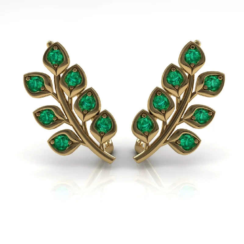 women’s circular earrings-Many Leaves All Around Diamond Earrings- Sydney no. 4