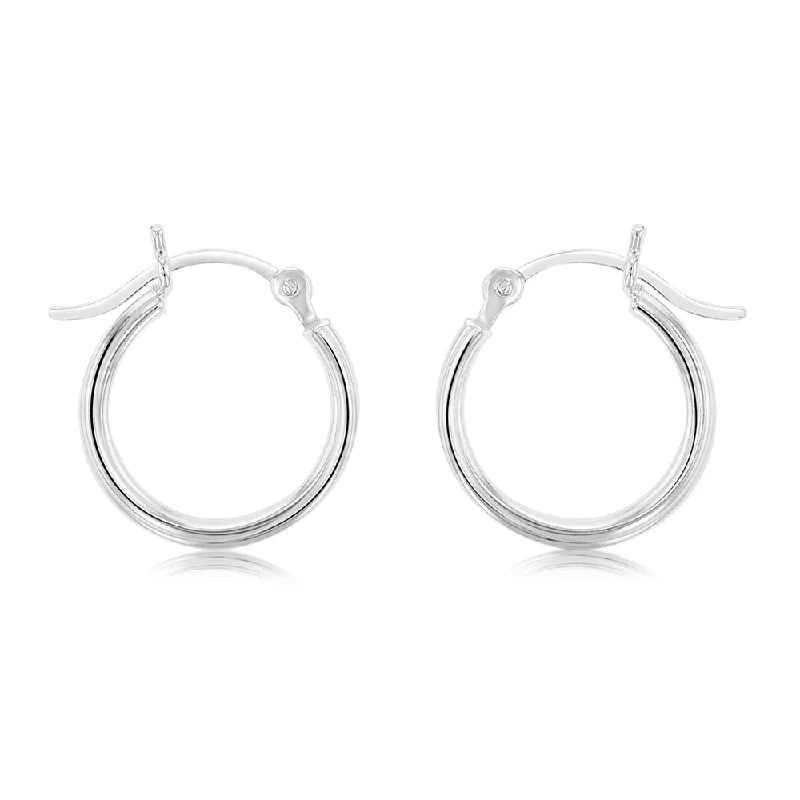 women’s chic silver earrings-Sterling Silver Ribbed 12mm Hoop Earrings