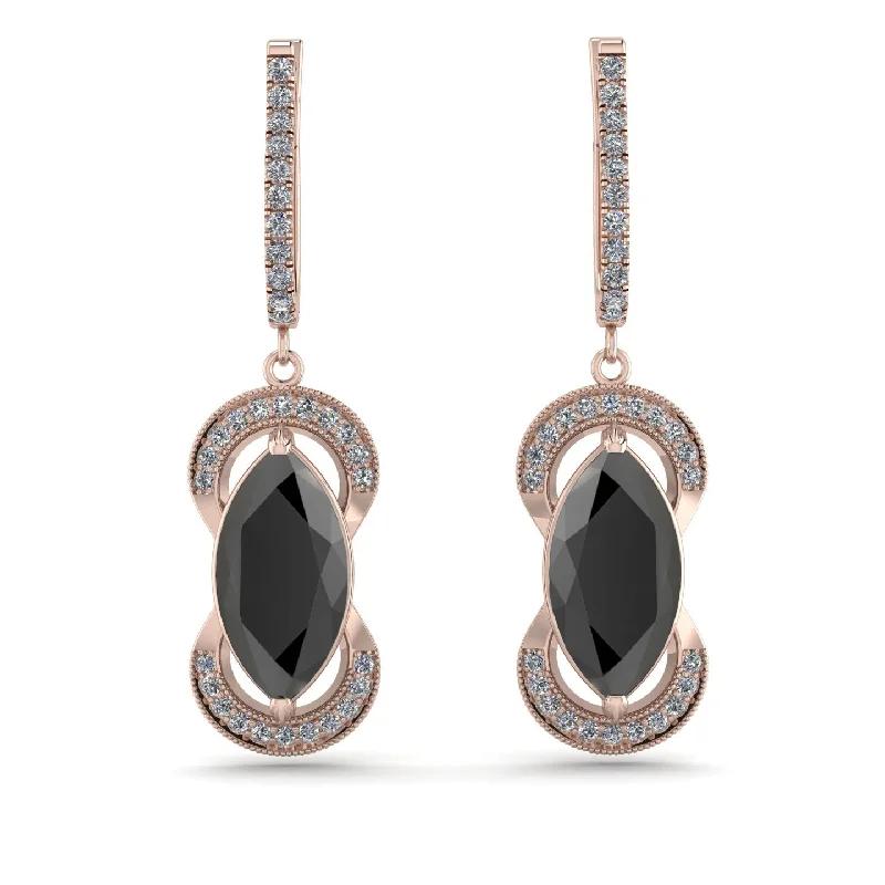 women’s classic pearl drop earrings-Marquise Vintage Black Diamond Earrings - Marley No. 8