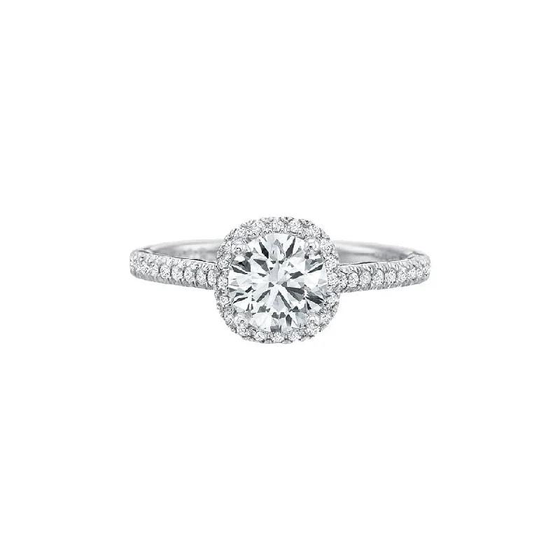 dazzling gold engagement rings-New Aire Petite Cushion Halo Diamond Semi Mount Ring