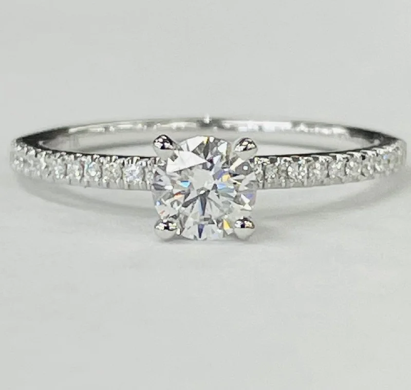 engagement rings with custom engraving-Tidewater Classic - White Gold 1/2CT Accented Solitaire