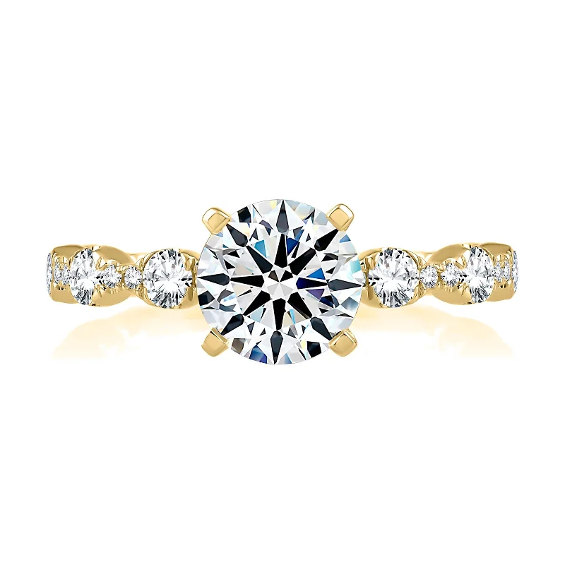 custom diamond engagement rings for brides-Diamond Semi Mount Ring | 14k Yellow (1.50ct Head)