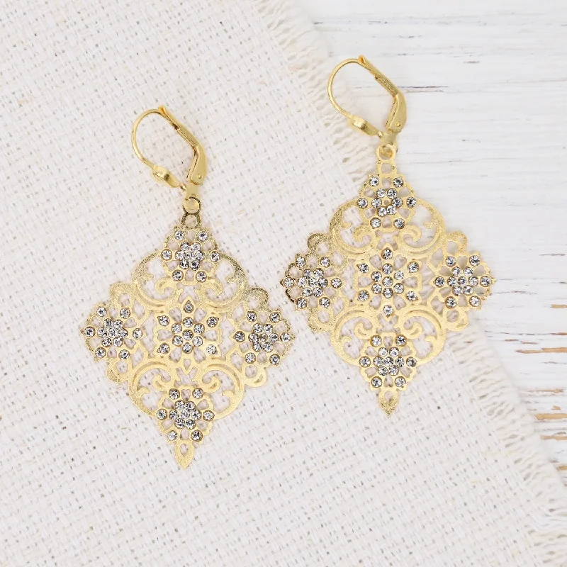 women’s unique gemstone drop earrings-Square Filigree Earrings